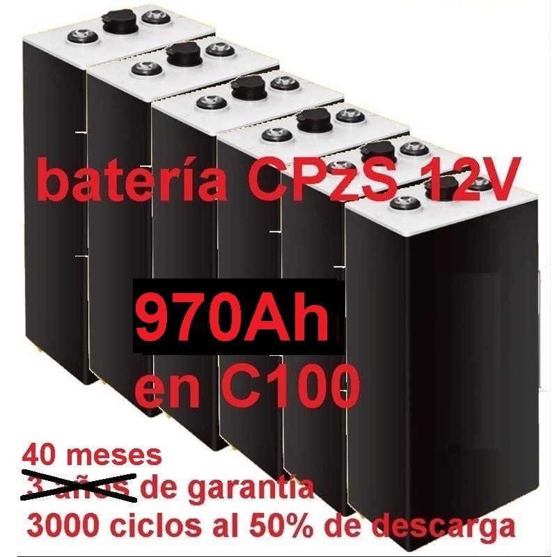 516 BATERÍA SOLAR 12V OPZS 970 AH - 6 ELEMENTOS 2V OPACOS