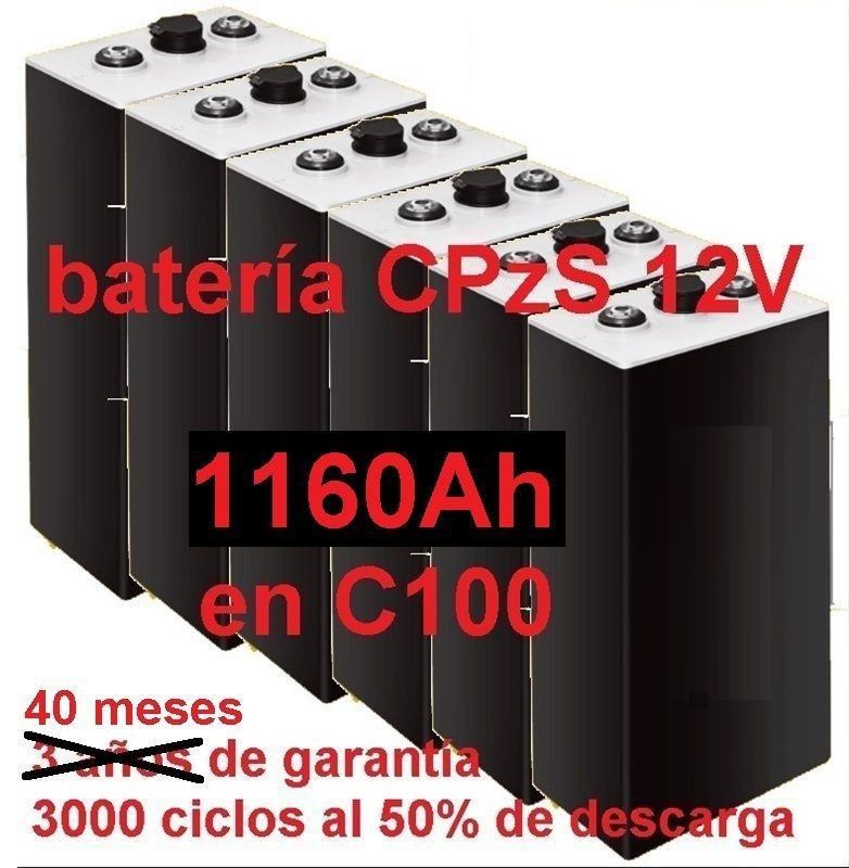 833 Batería solar 12v COPzS 1160Ah en C100 OPACAS
