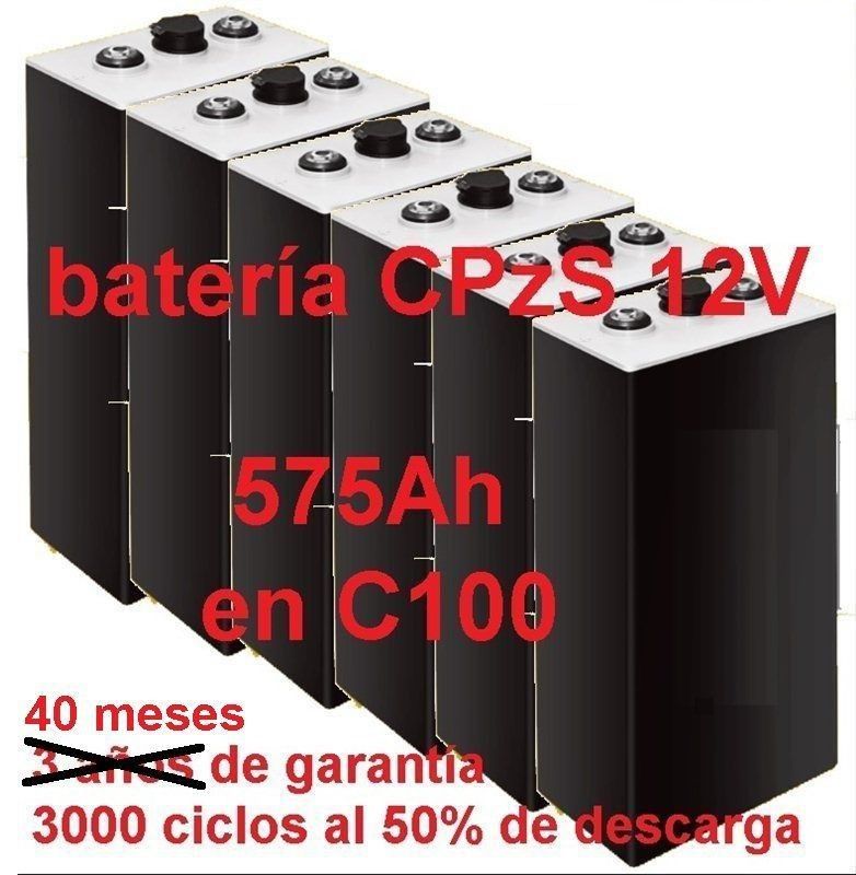 834 Batería solar 12v COPzS 575Ah en C100 OPACAS