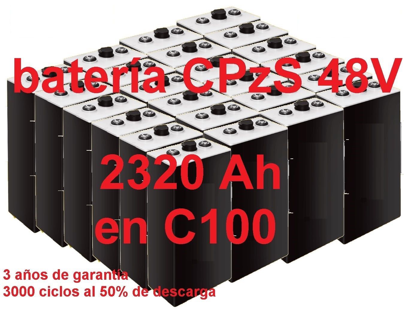 848 Batería solar 48v COPzS 2320Ah en C100 OPACAS